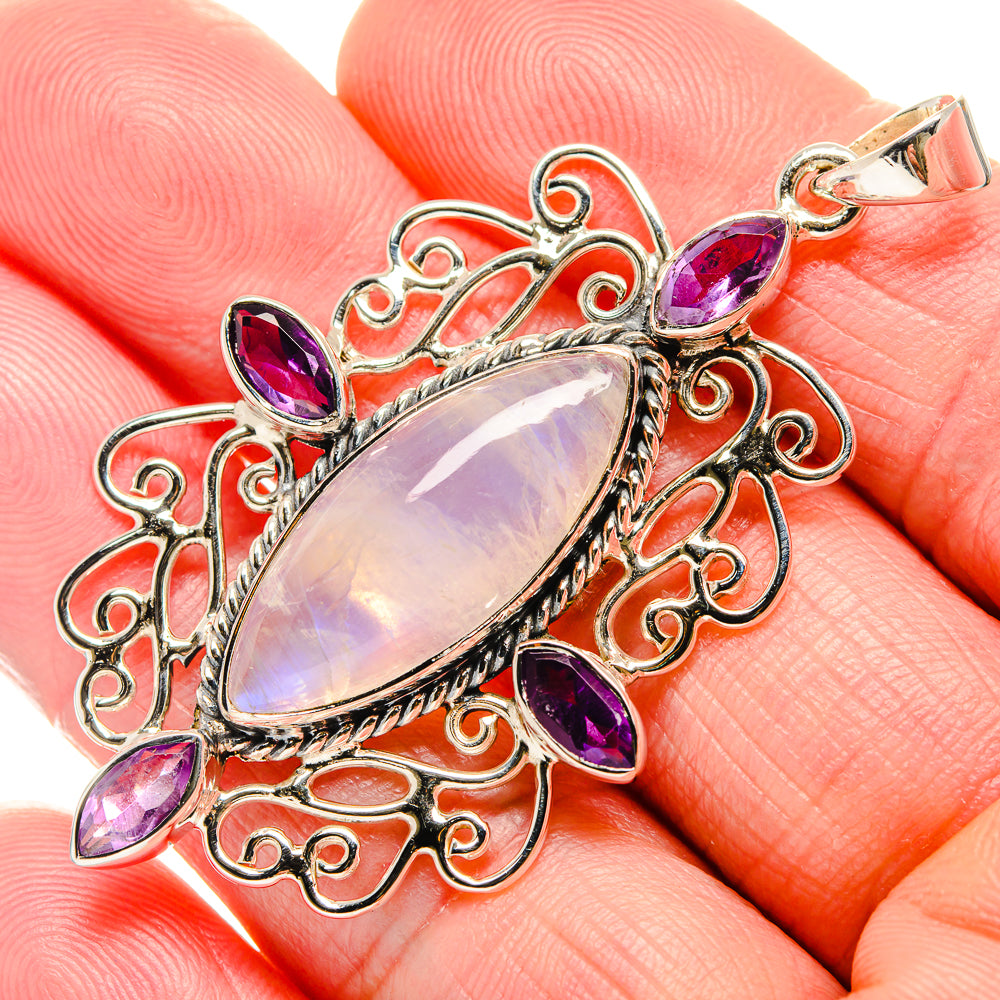 Rainbow Moonstone Pendants handcrafted by Anasilvercos - PD34511