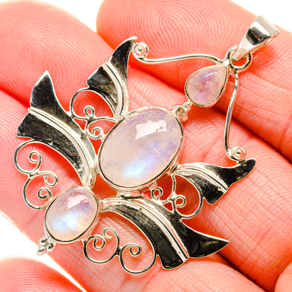 Rainbow Moonstone Pendants handcrafted by Anasilvercos - PD34512