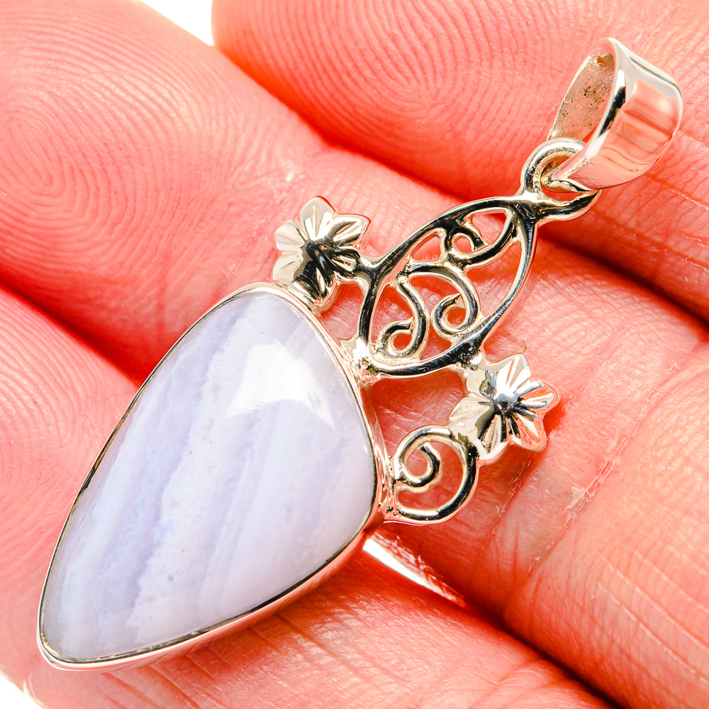 Blue Lace Agate Pendants handcrafted by Anasilvercos - PD34559