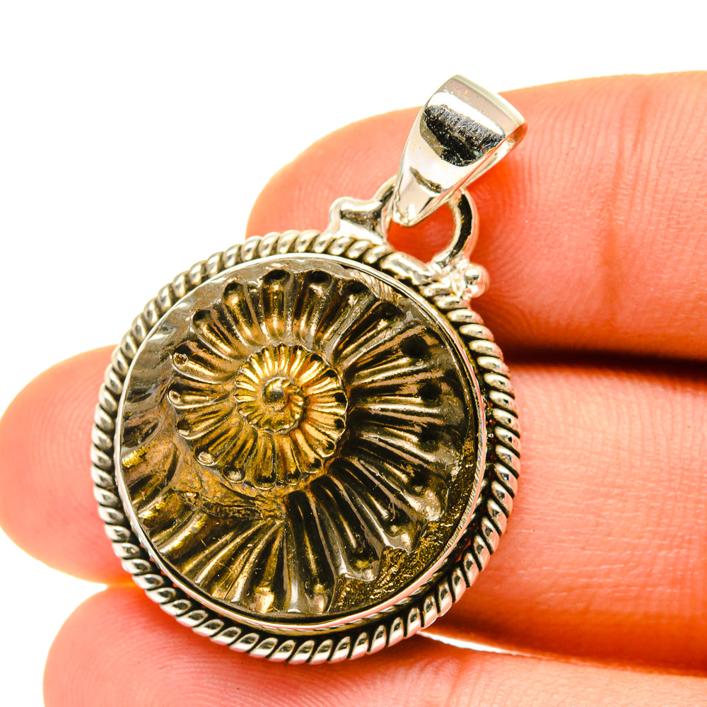 Pyrite Fossil Pendants handcrafted by Anasilvercos - PD3456