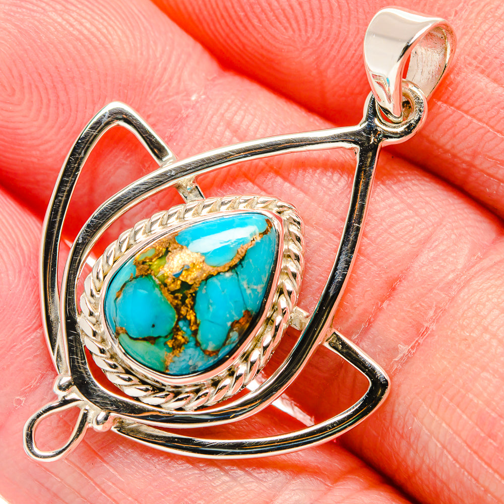 Blue Copper Composite Turquoise Pendants handcrafted by Anasilvercos - PD34562