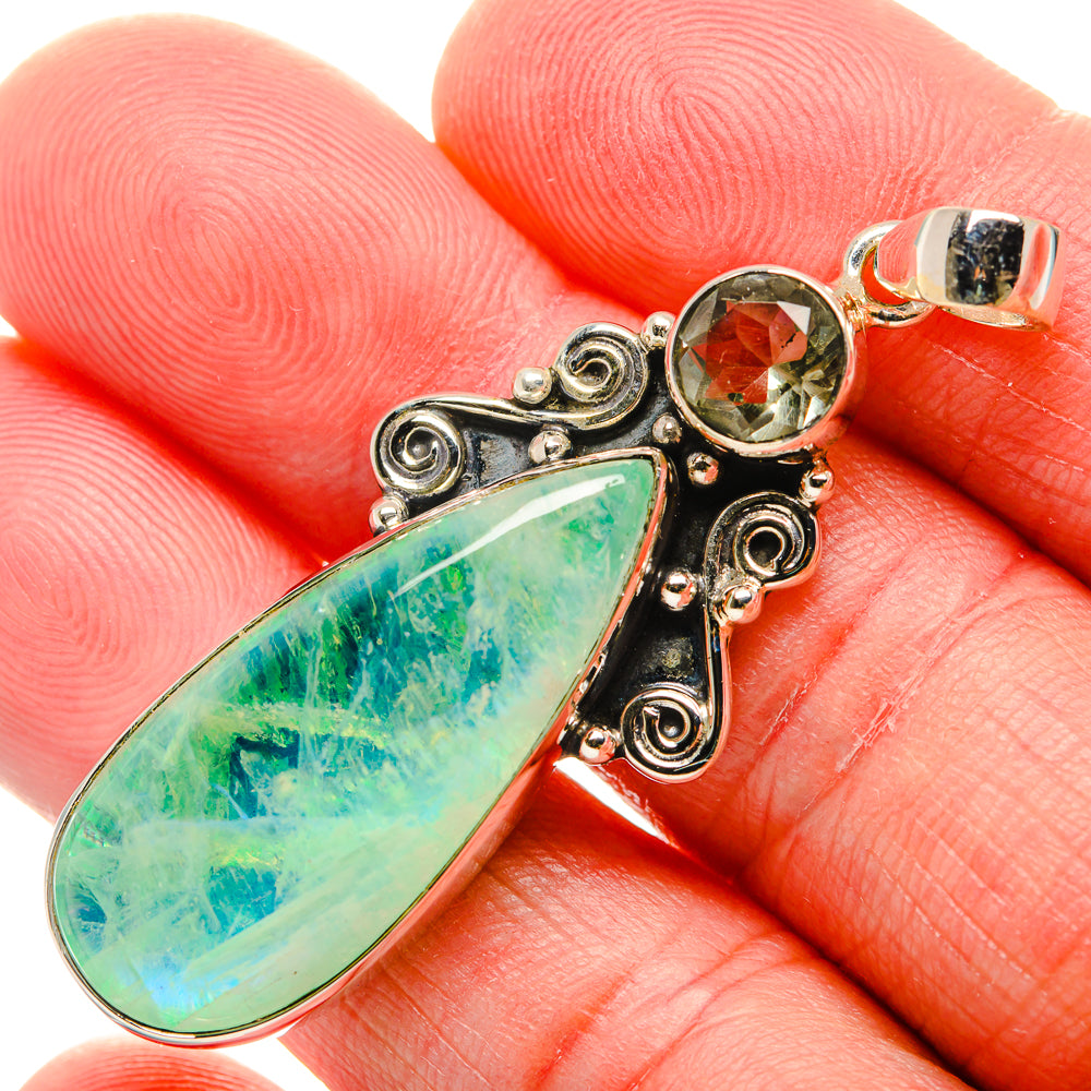Green Moonstone Pendants handcrafted by Anasilvercos - PD34581