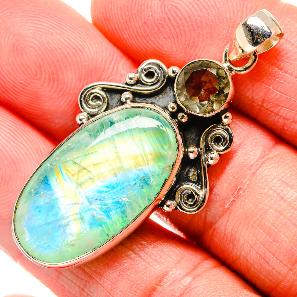 Green Moonstone Pendants handcrafted by Anasilvercos - PD34586