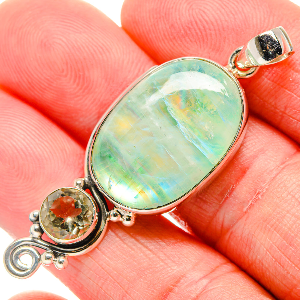 Green Moonstone Pendants handcrafted by Anasilvercos - PD34588