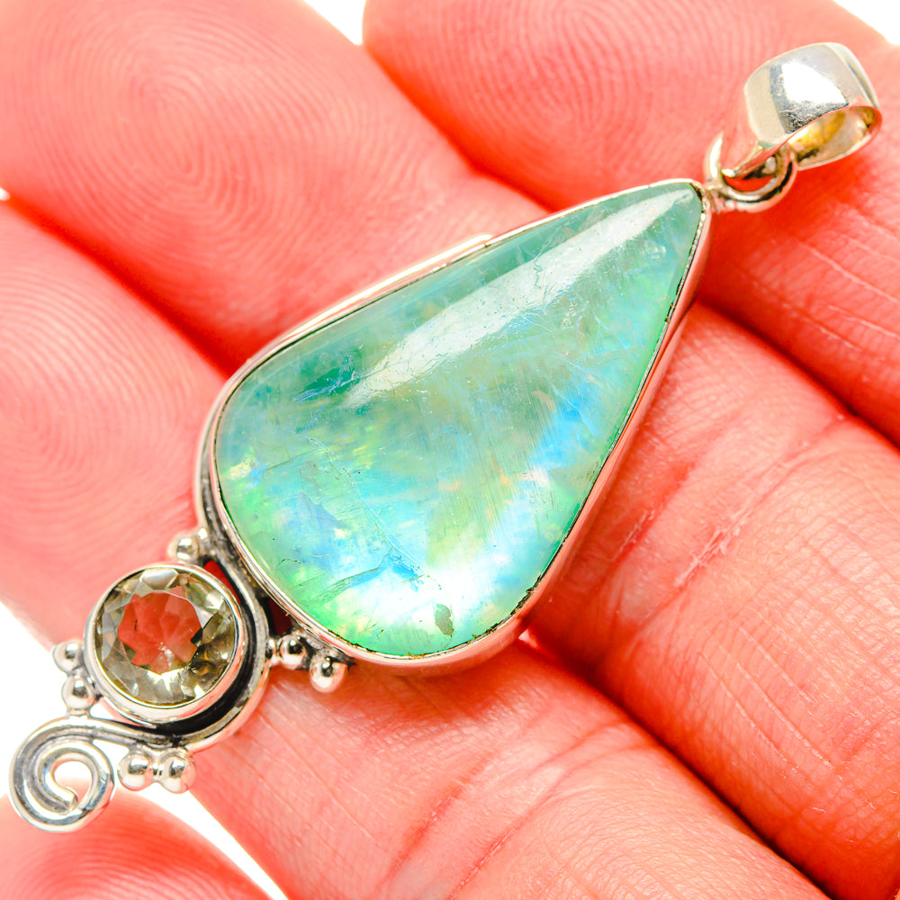 Green Moonstone Pendants handcrafted by Anasilvercos - PD34591