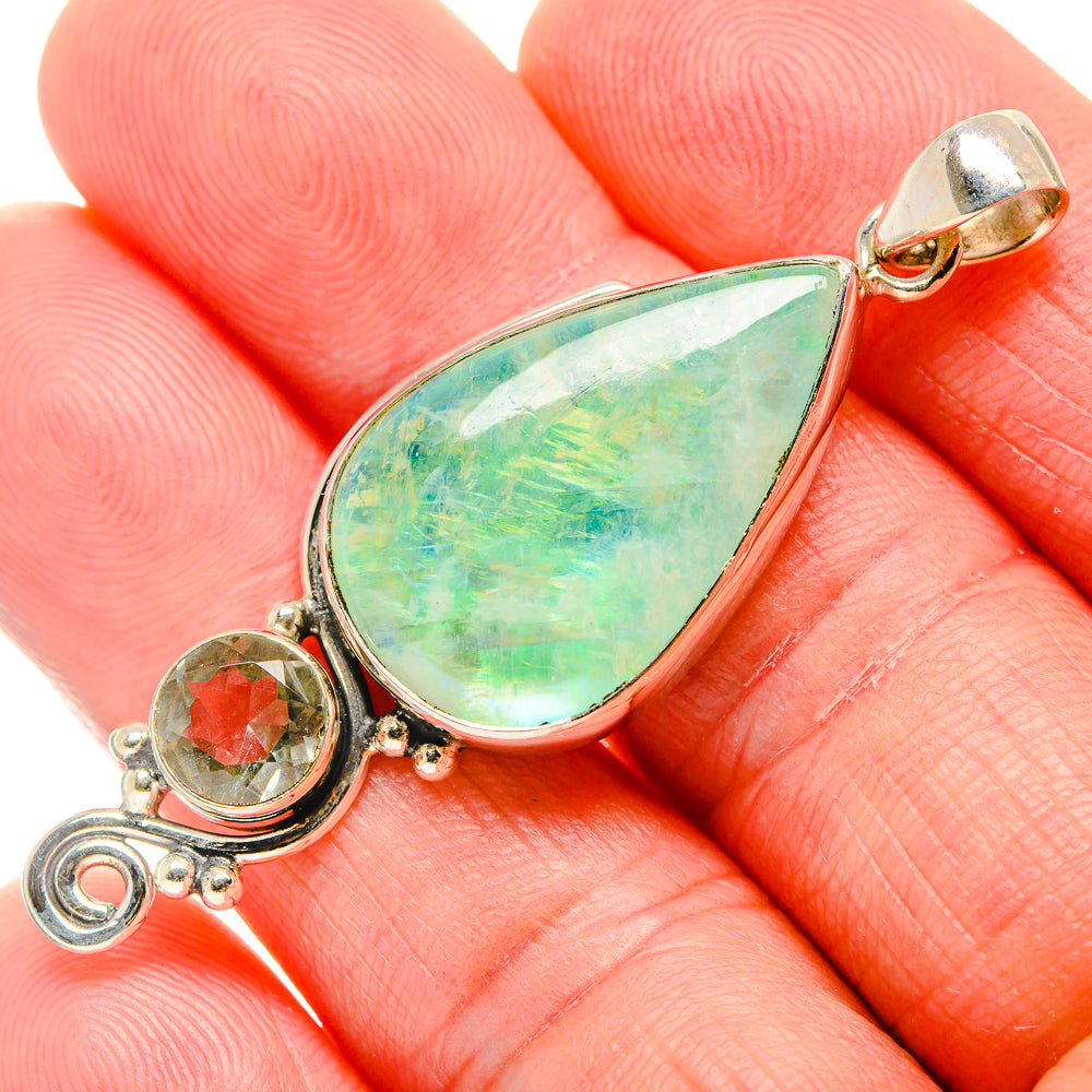 Green Moonstone Pendants handcrafted by Anasilvercos - PD34595