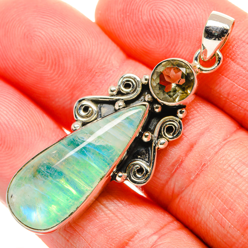 Green Moonstone Pendants handcrafted by Anasilvercos - PD34630
