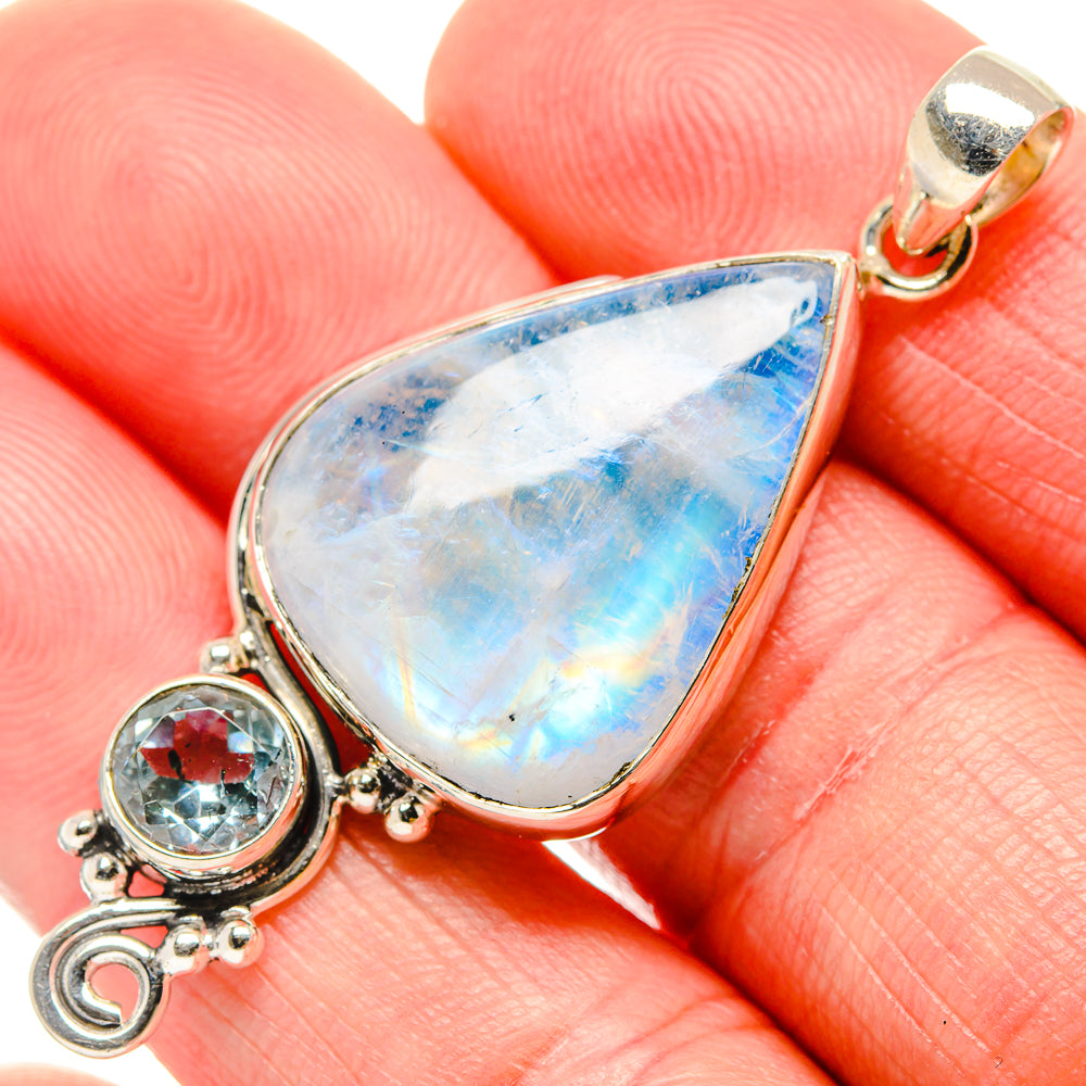 Rainbow Moonstone Pendants handcrafted by Anasilvercos - PD34646