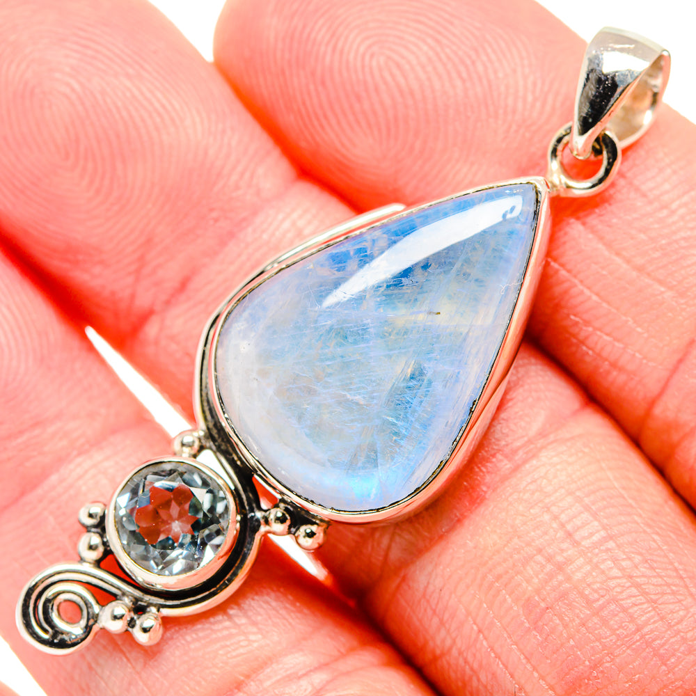 Rainbow Moonstone Pendants handcrafted by Anasilvercos - PD34680