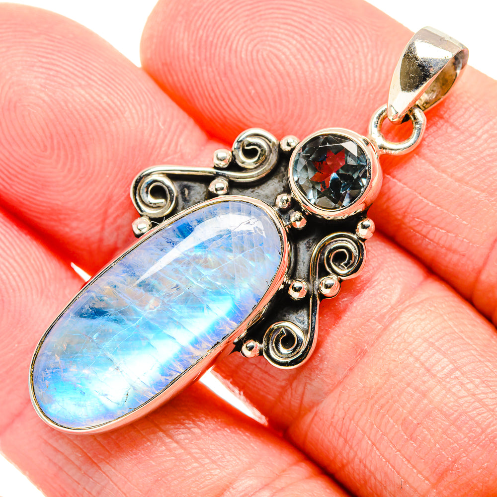 Rainbow Moonstone Pendants handcrafted by Anasilvercos - PD34685