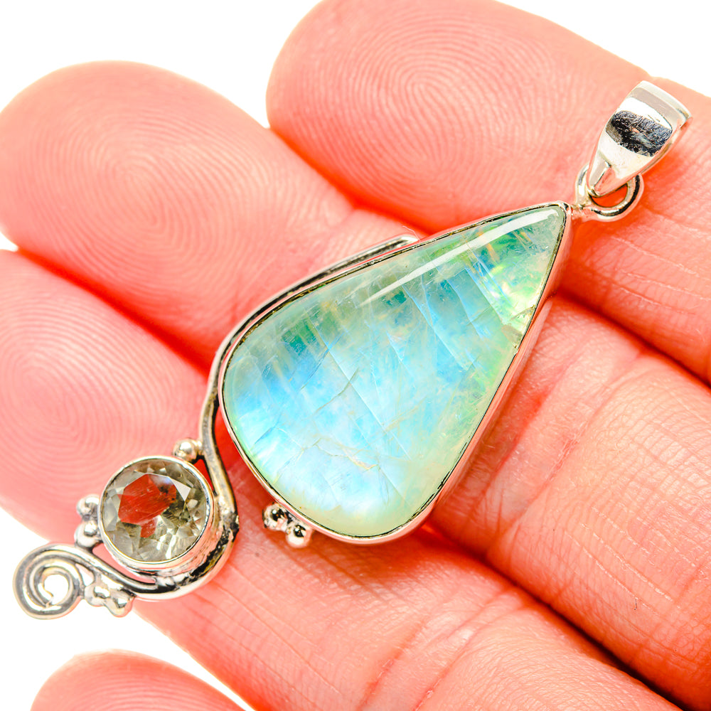 Green Moonstone Pendants handcrafted by Anasilvercos - PD34694