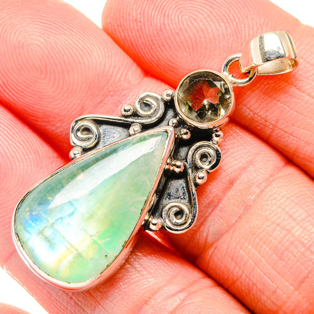 Green Moonstone Pendants handcrafted by Anasilvercos - PD34706