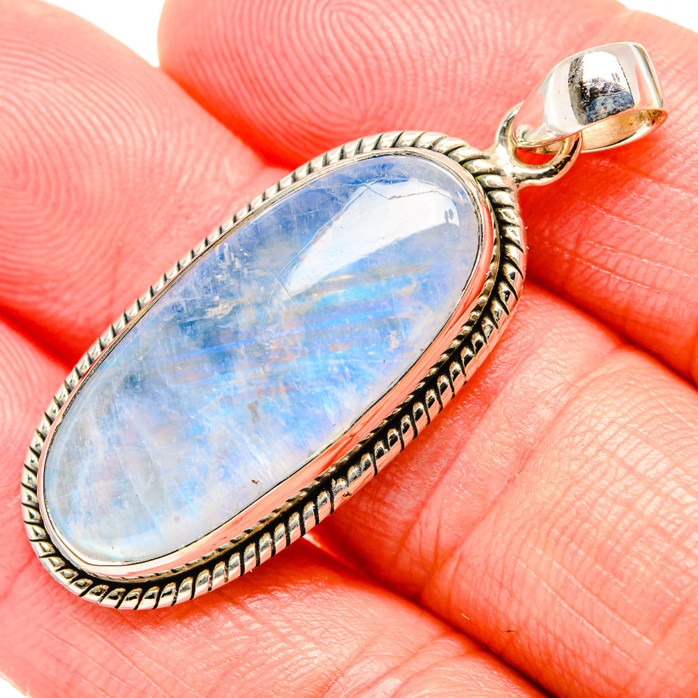 Rainbow Moonstone Pendants handcrafted by Anasilvercos - PD34725