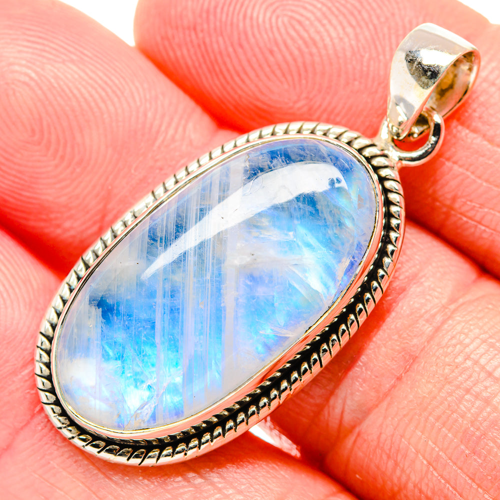 Rainbow Moonstone Pendants handcrafted by Anasilvercos - PD34733