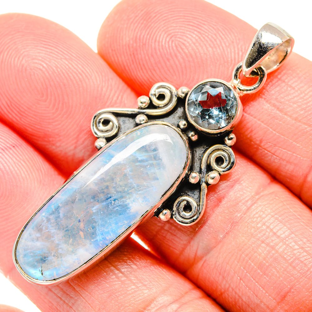 Rainbow Moonstone Pendants handcrafted by Anasilvercos - PD34740