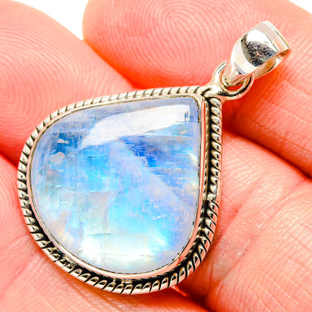 Rainbow Moonstone Pendants handcrafted by Anasilvercos - PD34750