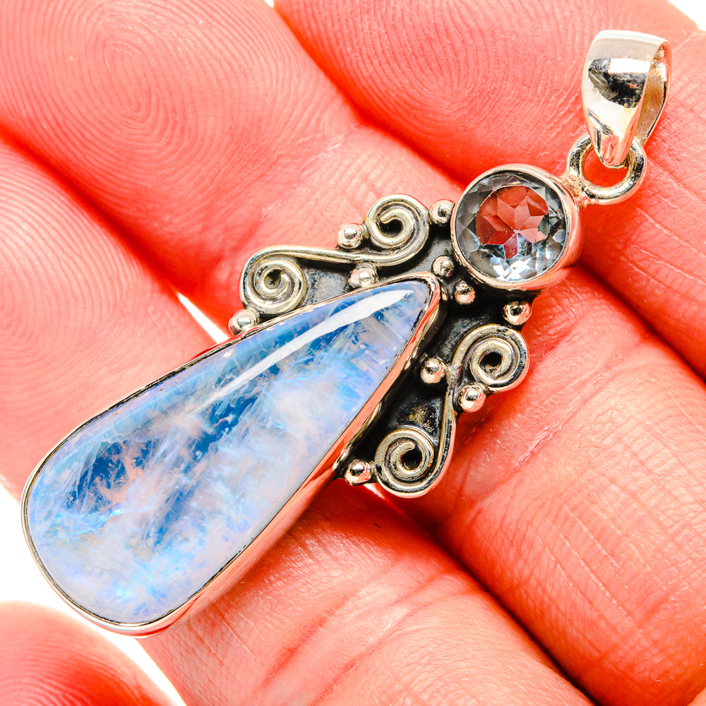 Rainbow Moonstone Pendants handcrafted by Anasilvercos - PD34787