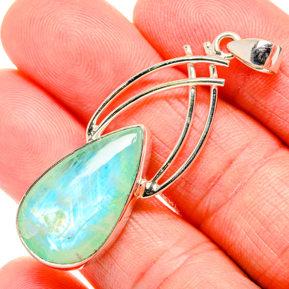Green Moonstone Pendants handcrafted by Anasilvercos - PD34806