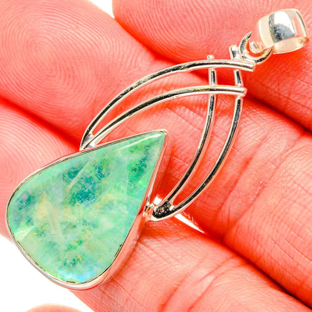 Green Moonstone Pendants handcrafted by Anasilvercos - PD34825