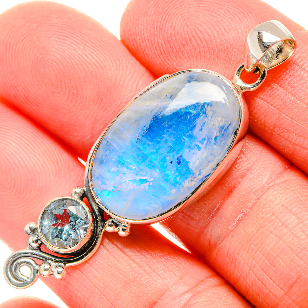 Rainbow Moonstone Pendants handcrafted by Anasilvercos - PD34851