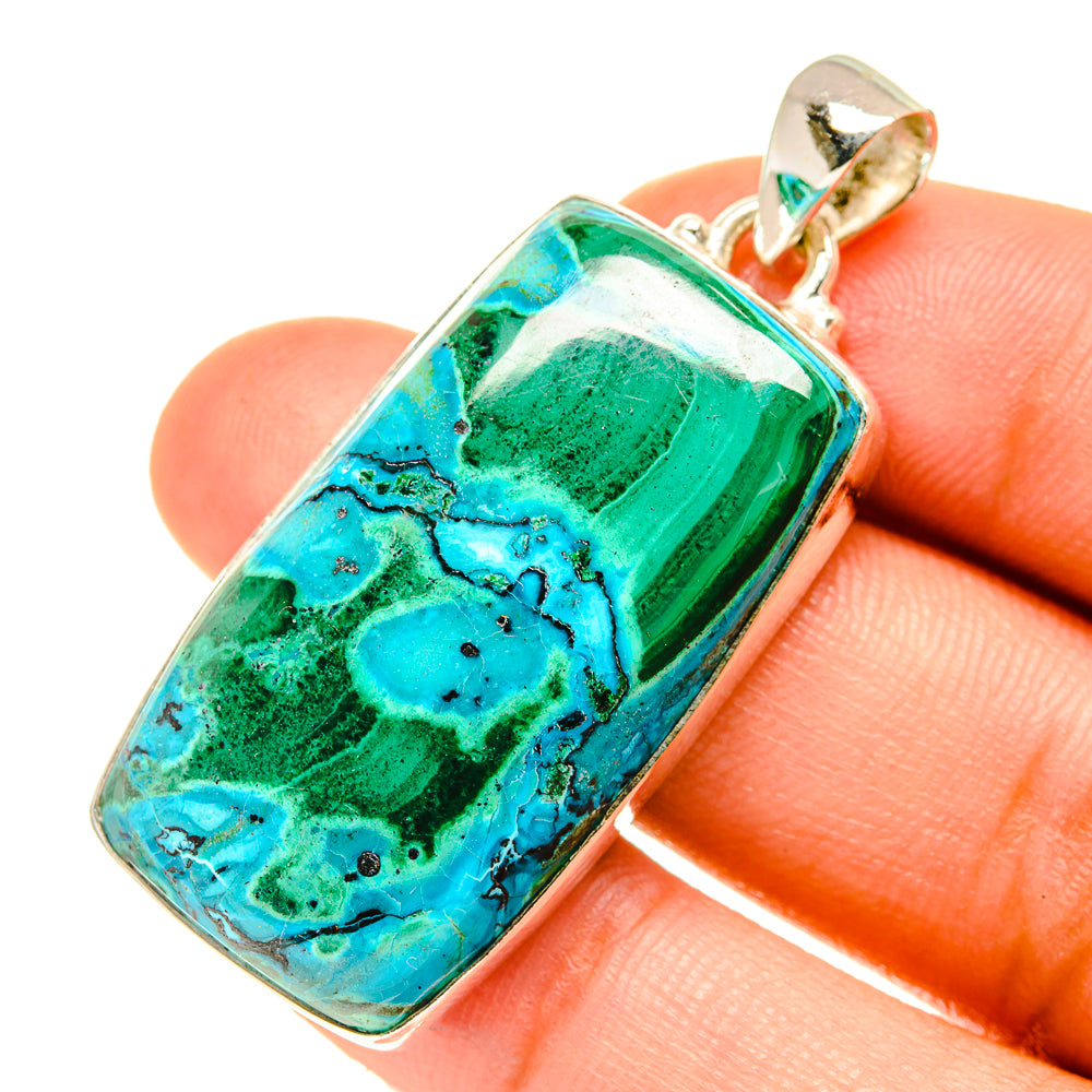 Malachite In Chrysocolla Pendants handcrafted by Anasilvercos - PD3490