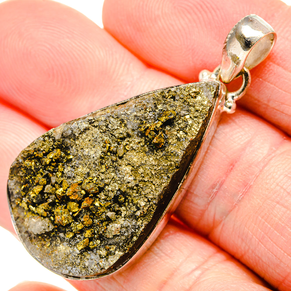 Spectro Pyrite Druzy Pendants handcrafted by Anasilvercos - PD34928