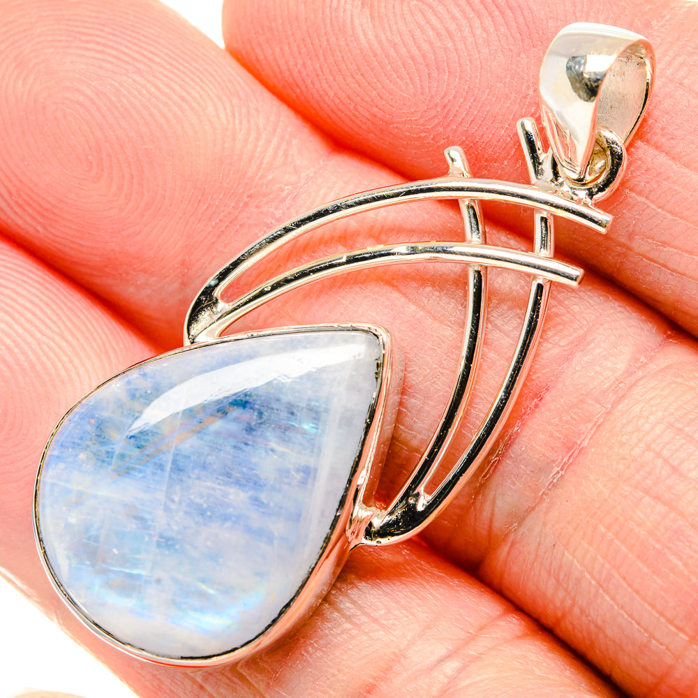 Rainbow Moonstone Pendants handcrafted by Anasilvercos - PD34955