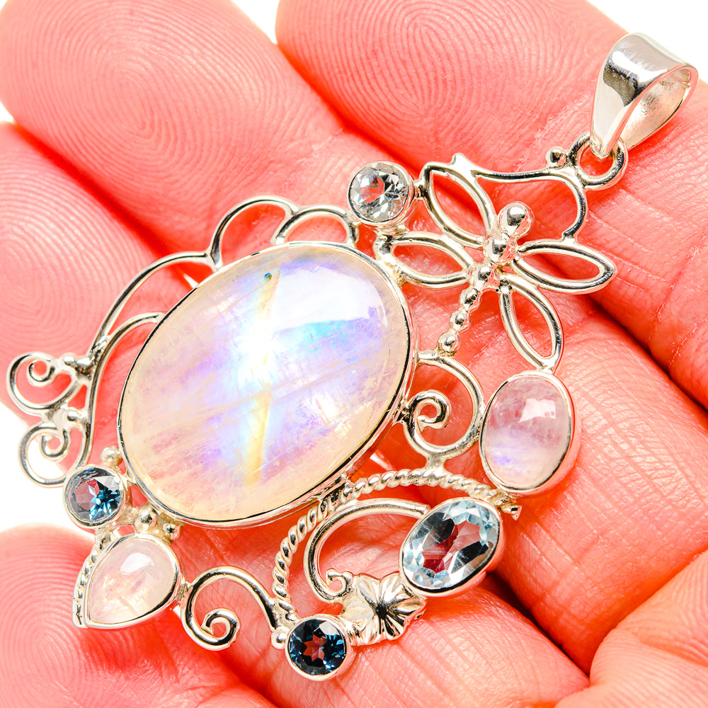 Rainbow Moonstone Pendants handcrafted by Anasilvercos - PD34981