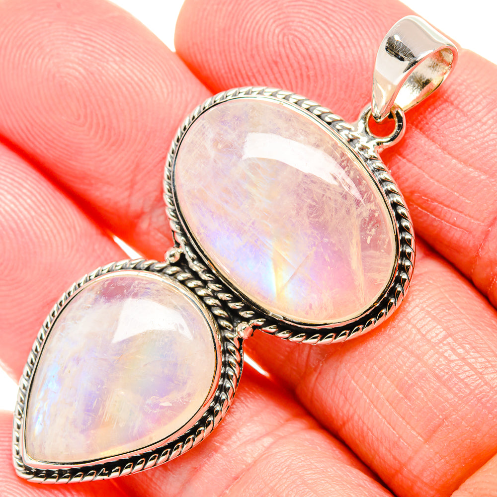 Rainbow Moonstone Pendants handcrafted by Anasilvercos - PD34983