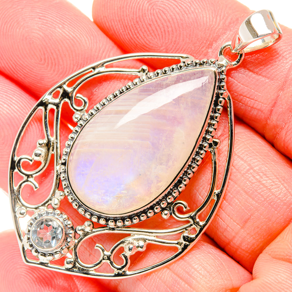 Rainbow Moonstone Pendants handcrafted by Anasilvercos - PD34986
