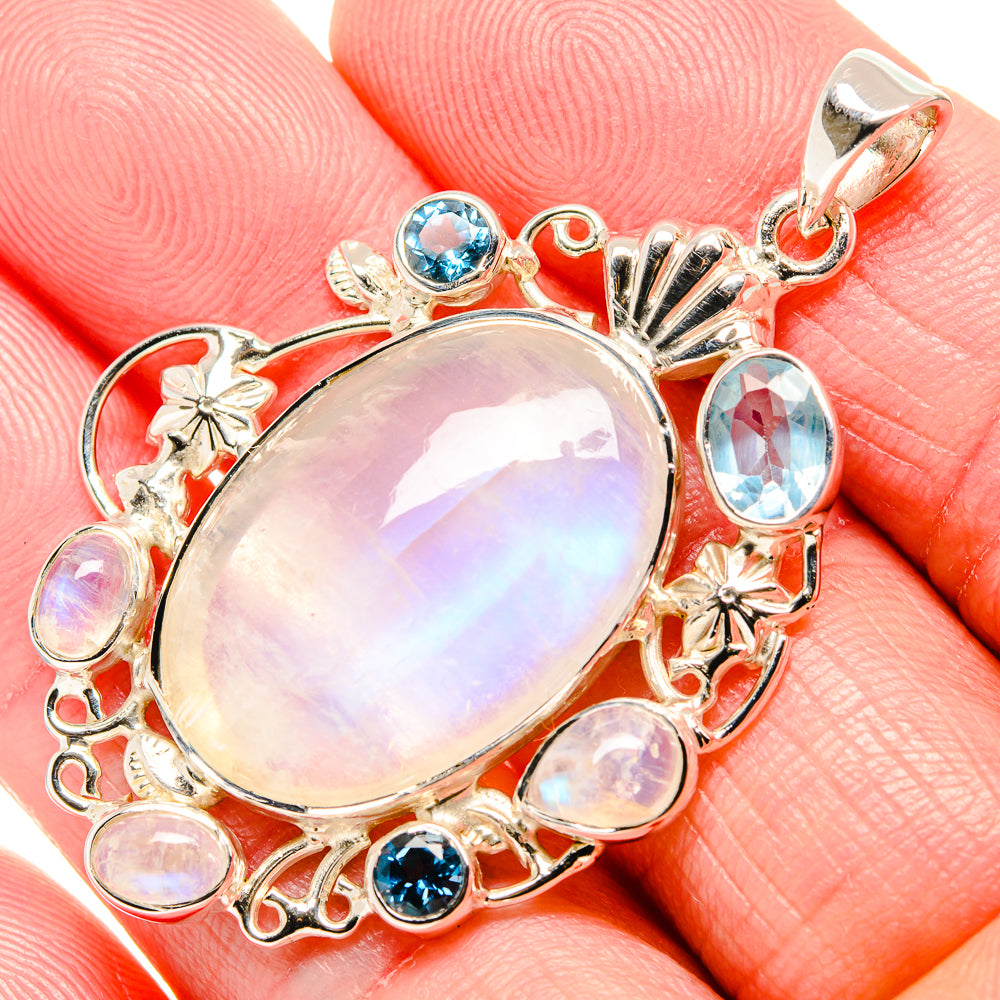 Rainbow Moonstone Pendants handcrafted by Anasilvercos - PD34992