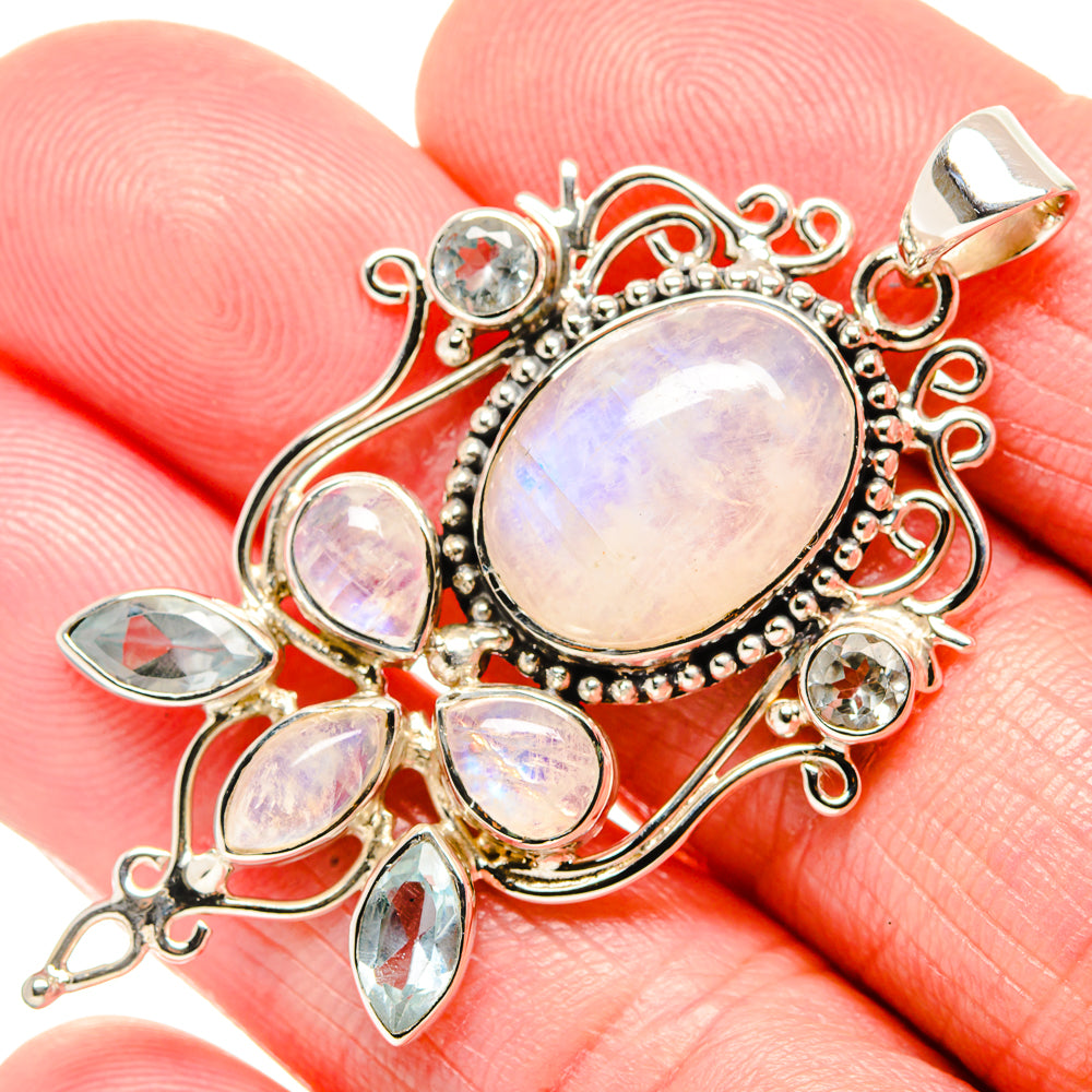 Rainbow Moonstone Pendants handcrafted by Anasilvercos - PD35003