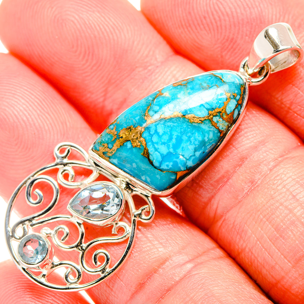 Blue Copper Composite Turquoise Pendants handcrafted by Anasilvercos - PD35023
