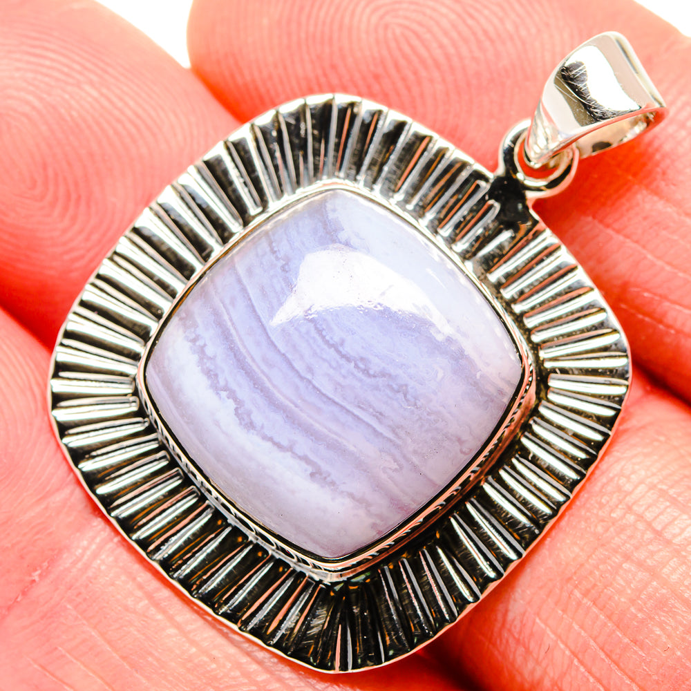 Blue Lace Agate Pendants handcrafted by Anasilvercos - PD35045