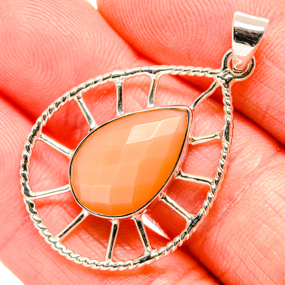 Peach Moonstone Pendants handcrafted by Anasilvercos - PD35059