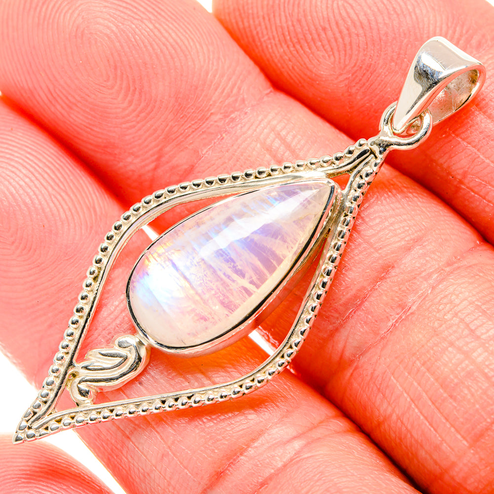 Rainbow Moonstone Pendants handcrafted by Anasilvercos - PD35067