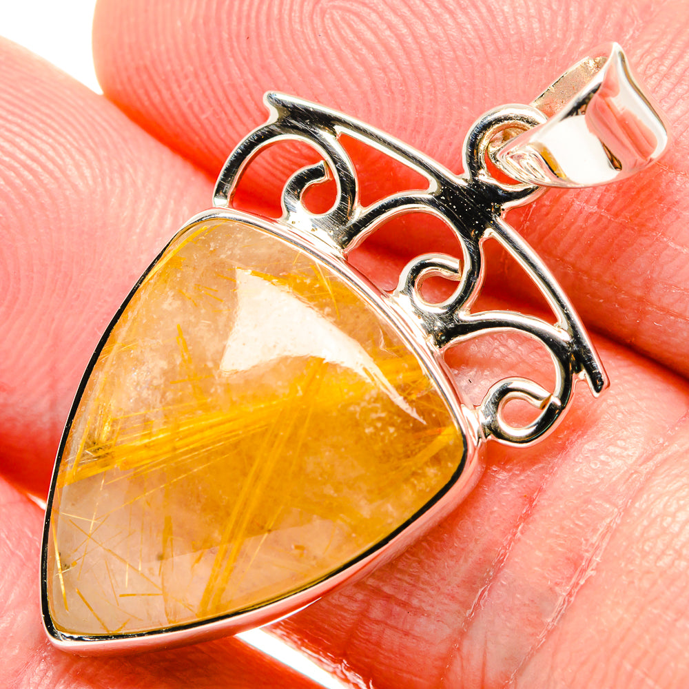 Rutilated Quartz Pendants handcrafted by Anasilvercos - PD35081