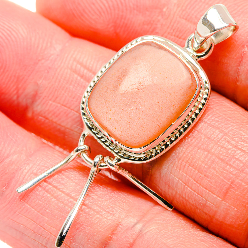 Peach Moonstone Pendants handcrafted by Anasilvercos - PD35084