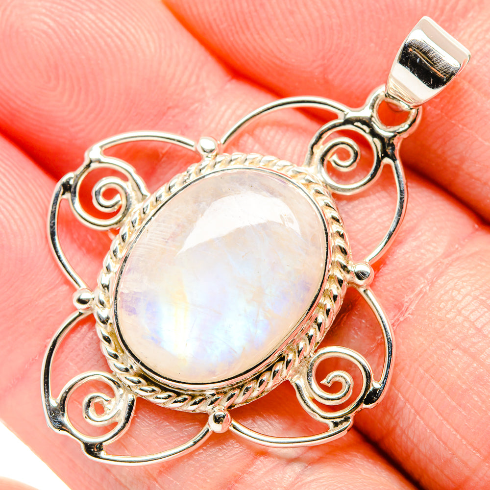 Rainbow Moonstone Pendants handcrafted by Anasilvercos - PD35091