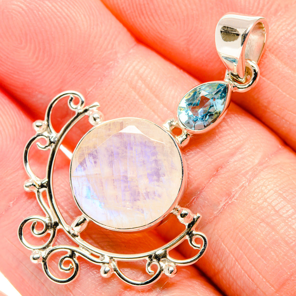 Rainbow Moonstone Pendants handcrafted by Anasilvercos - PD35102