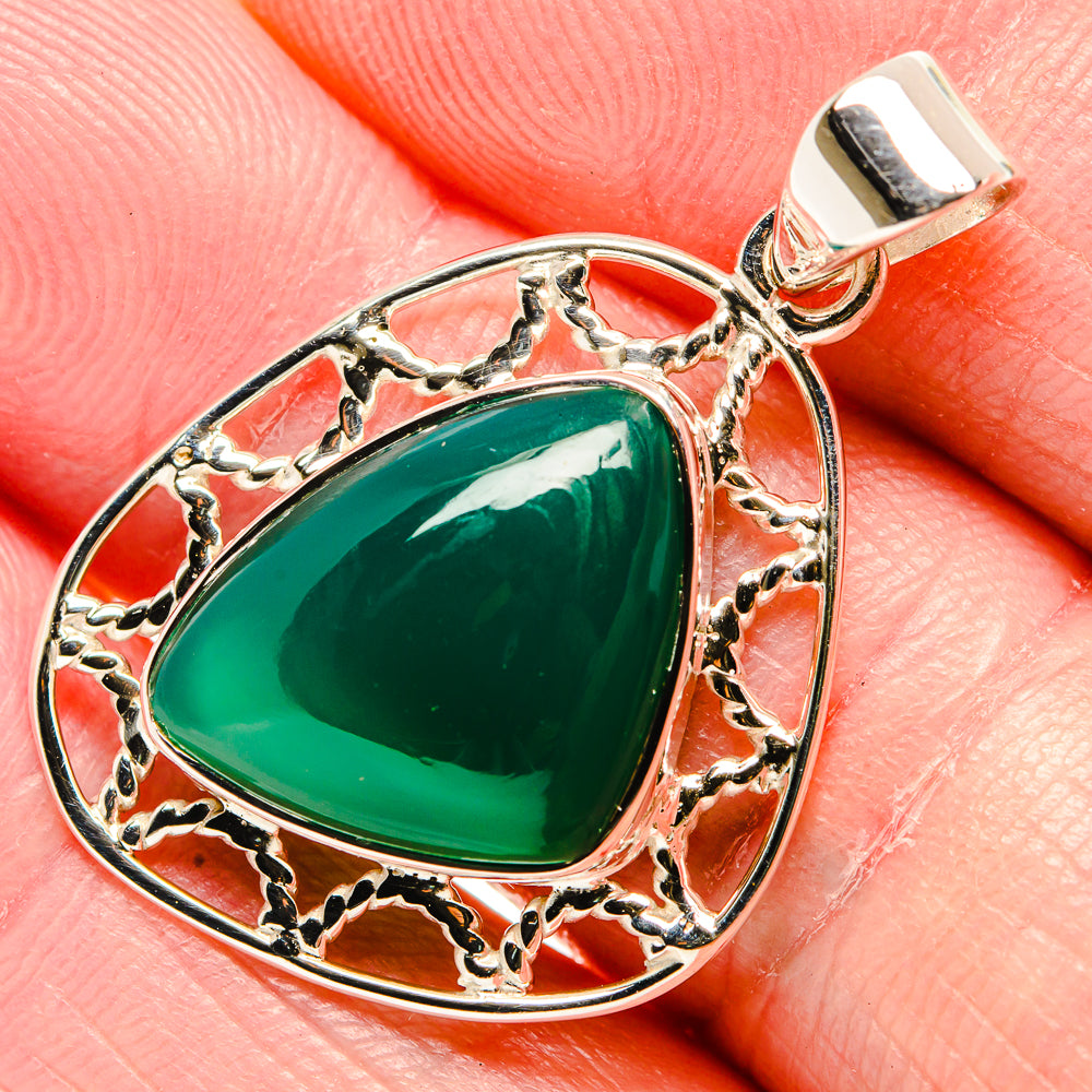 Green Onyx Pendants handcrafted by Anasilvercos - PD35105
