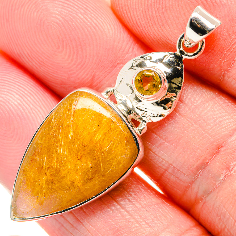 Rutilated Quartz Pendants handcrafted by Anasilvercos - PD35108