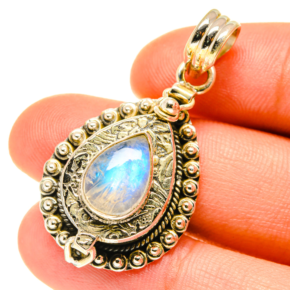 Rainbow Moonstone Pendants handcrafted by Anasilvercos - PD3511