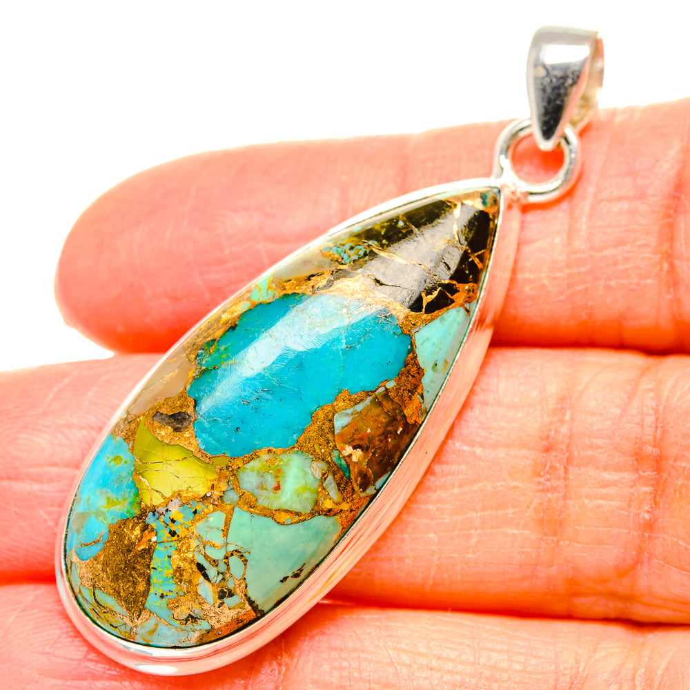 Kingman Mohave Turquoise Pendants handcrafted by Anasilvercos - PD35125