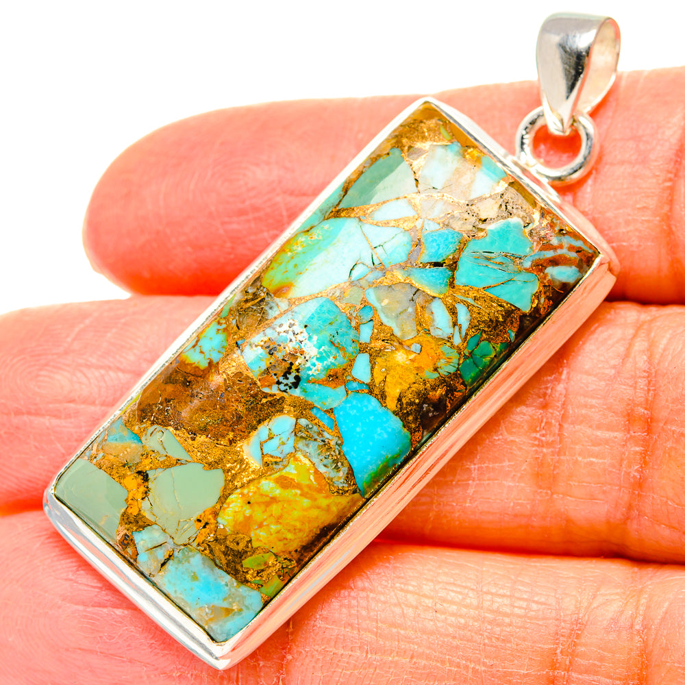 Kingman Mohave Turquoise Pendants handcrafted by Anasilvercos - PD35127