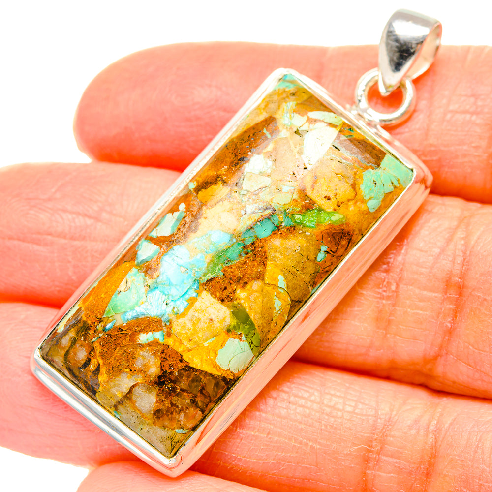 Kingman Mohave Turquoise Pendants handcrafted by Anasilvercos - PD35132