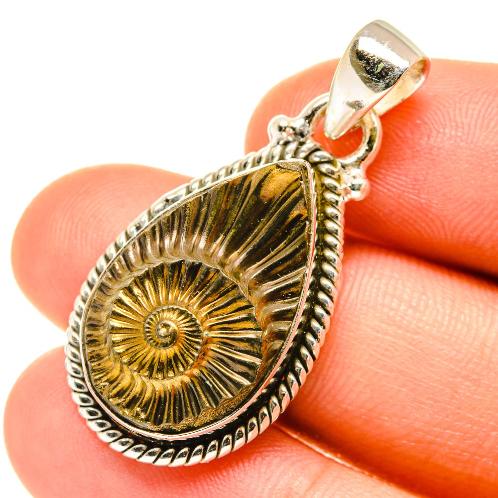 Pyrite Fossil Pendants handcrafted by Anasilvercos - PD3514