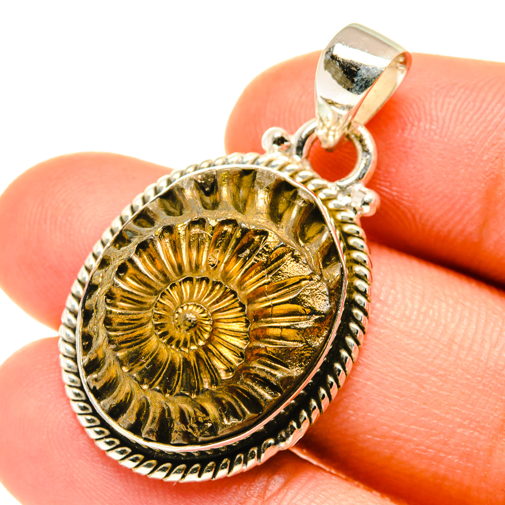 Pyrite Fossil Pendants handcrafted by Anasilvercos - PD3517