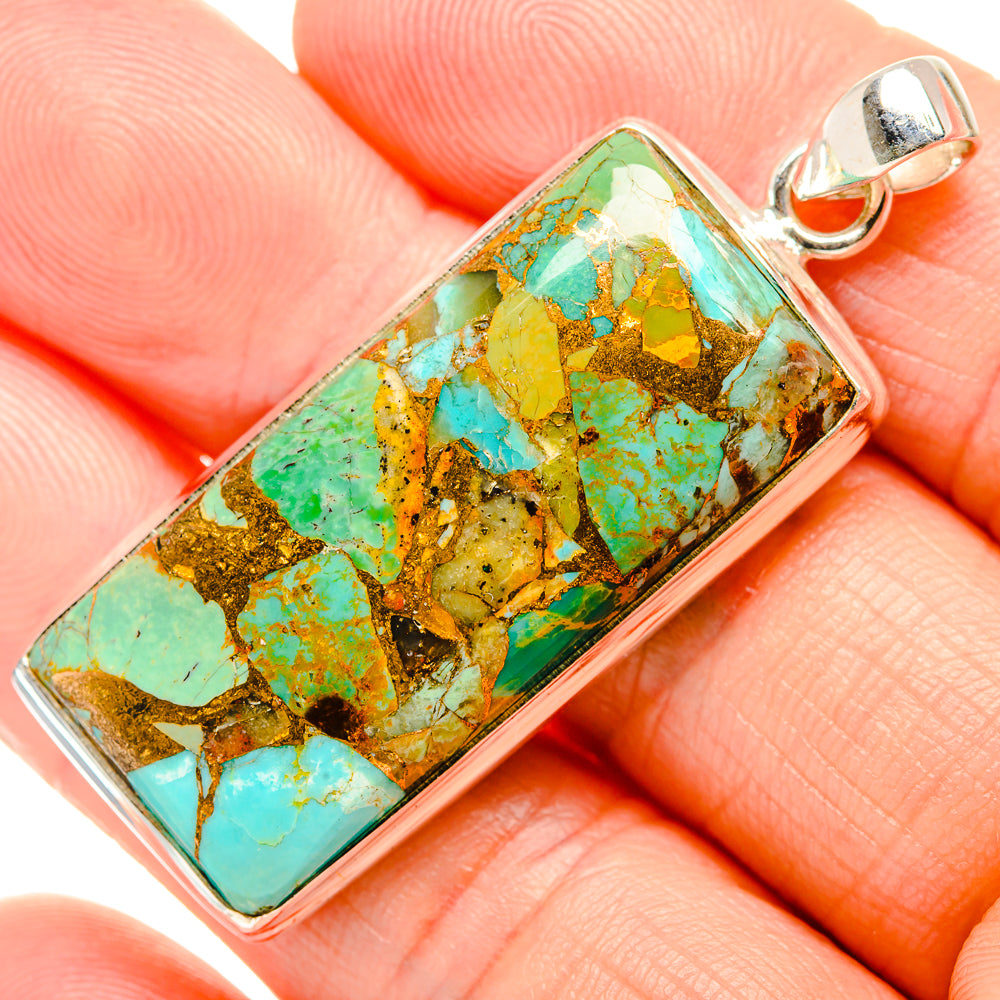 Kingman Mohave Turquoise Pendants handcrafted by Anasilvercos - PD35171