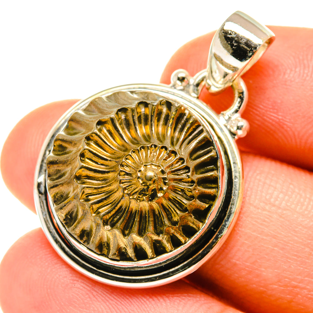 Pyrite Fossil Pendants handcrafted by Anasilvercos - PD3519
